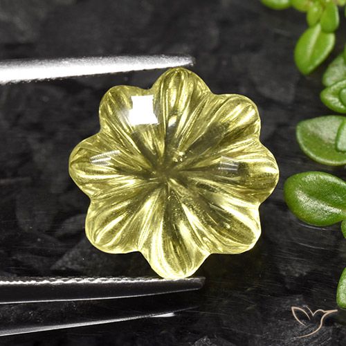 8.23ct Natural Light Pineapple Yellow Quartz, Flower Cut, Transparent