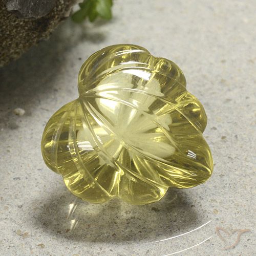9.86ct Natural Medium-Light Yellow Quartz, Flower Cut, Transparent
