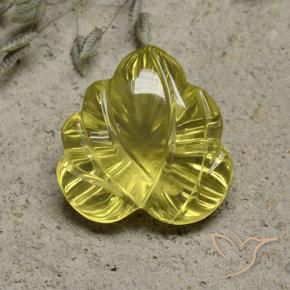 9.77 ct Yellow Quartz Stone, Natural Quartz in Fantasy Carved Leaf Shape for Sale