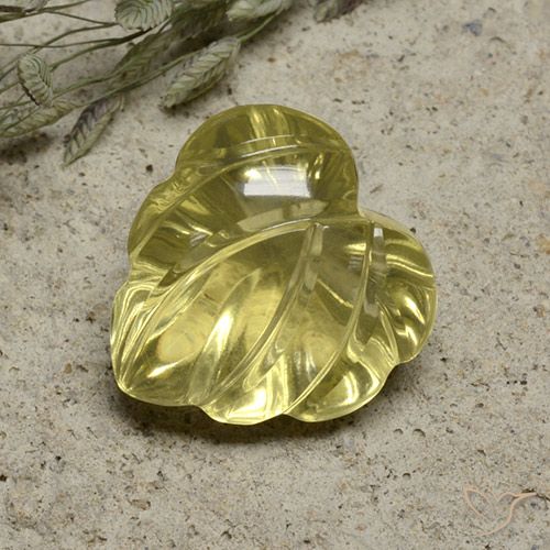 7.48ct Natural Pale Yellow Quartz, Flower Cut, Transparent