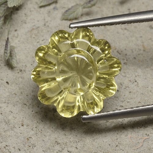 6.19ct Natural Pale Yellow Quartz, Flower Cut, Transparent