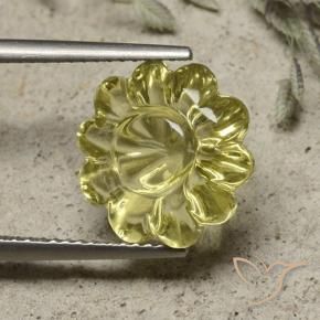 6.19 ct Yellow Quartz Stone, Natural Quartz in Fantasy Carved Flower Shape for Sale