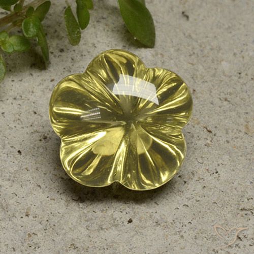 10.17ct Natural Pale Yellow Quartz, Flower Cut, Transparent