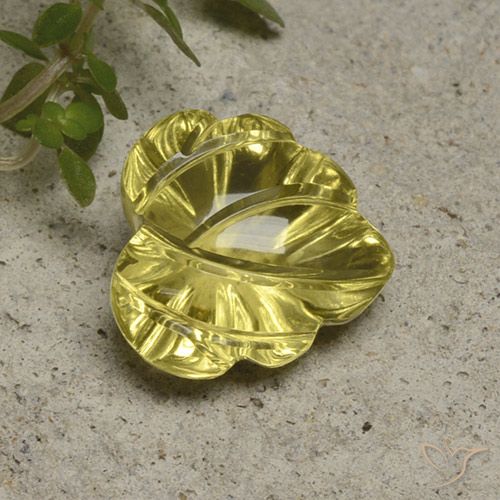 7.41ct Natural Medium-Light Yellow Quartz, Flower Cut, Transparent, Photo A