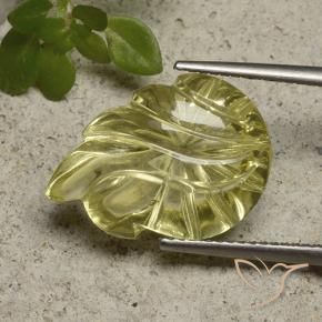 9.00 ct Yellow Quartz Stone, Natural Quartz in Fantasy Carved Leaf Shape for Sale