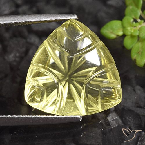 9.06 ct Yellow Quartz, 15.7 x 15.6 mm Carved From Brazil, Photo A