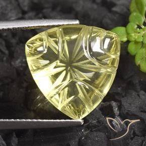 9.06 ct Yellow Quartz Stone, Natural Quartz in Carved Trillion Shape for Sale