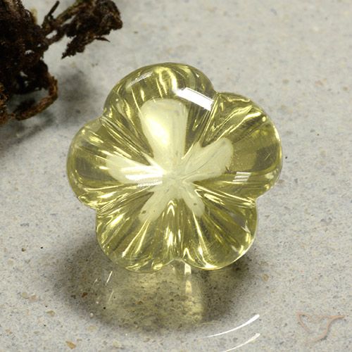 13.66ct Natural Light Yellow Quartz, Flower Cut, Transparent
