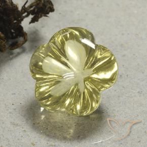 13.66 ct Yellow Quartz Stone, Natural Quartz in Fantasy Carved Flower Shape for Sale