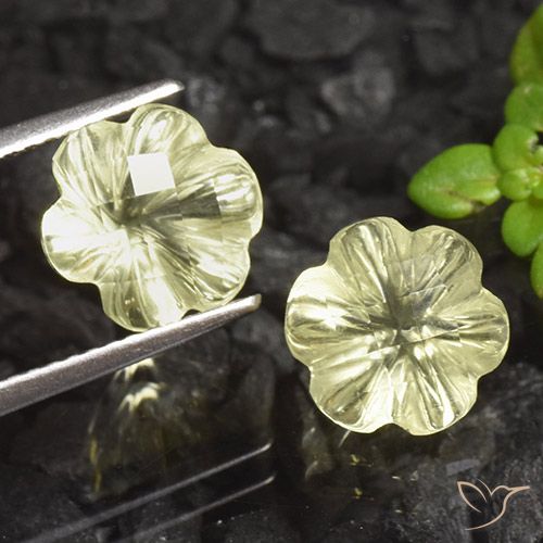 5.15ctw Natural Lemon Yellow Quartz, Flower Cut, Transparent