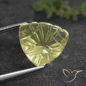 6.90 ct Yellow Quartz Stone, Natural Quartz in Fancy Carved Trillion Shape for Sale