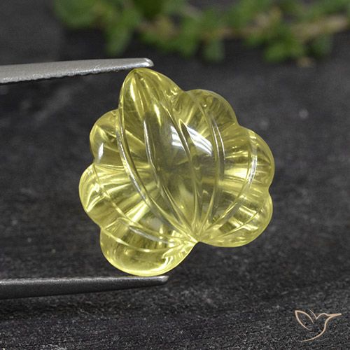 Medium Yellow Quartz Gem - 9.2ct Fantasy Carved Leaf (ID: 495421)