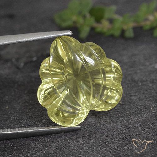 7.99ct Natural Amarelo Abacaxi Claro Quartzo, Flor cortada, Transparente, Photo A