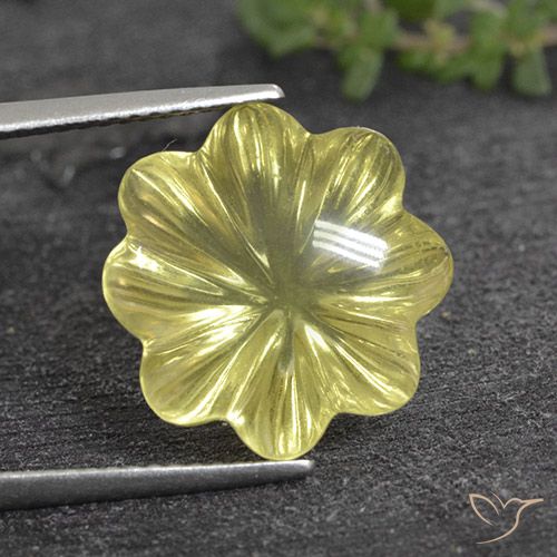 9.33ct Natural Light Pineapple Yellow Quartz, Flower Cut, Transparent