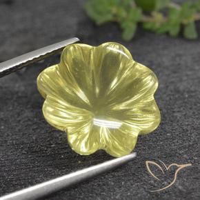 9.33 ct Yellow Quartz Stone, Natural Quartz in Fantasy Carved Flower Shape for Sale