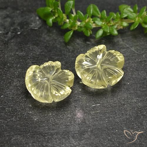 4.28 ctw Yellow Quartz Stones, Natural Quartz in Carved Flower Shape for Sale