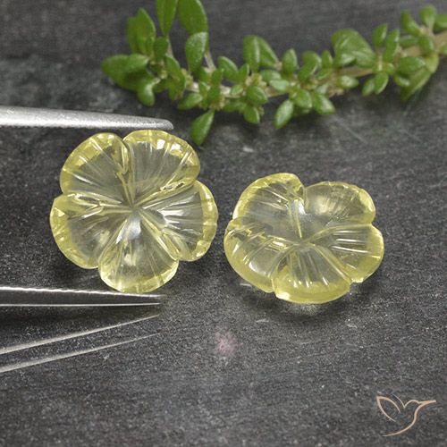 5.52ctw Natural Pale Yellow Quartz, Flower Cut, Transparent
