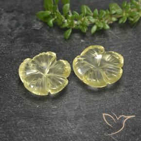 5.52 ctw Yellow Quartz Stones, Natural Quartz in Fantasy Carved Flower Shape for Sale