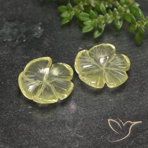 7.52 ctw Yellow Quartz Stones, Natural Quartz in Fantasy Carved Flower Shape for Sale