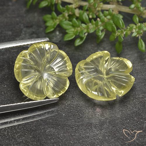 11.79ctw Natural Pale Cream Yellow Quartz, Flower Cut, Transparent