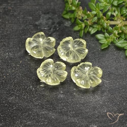 6.88 ctw Yellow Quartz Stones, Natural Quartz in Carved Flower Shape for Sale