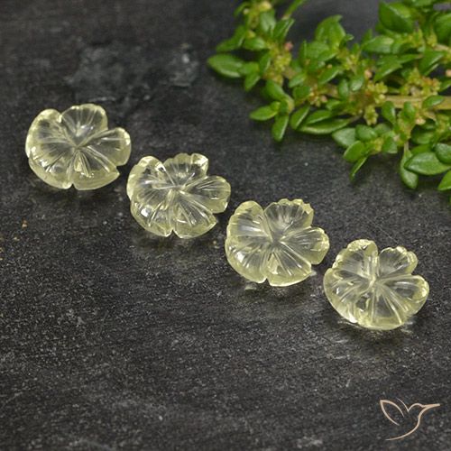 5.18ctw Natural Light Yellow Quartz, Flower Cut, Transparent