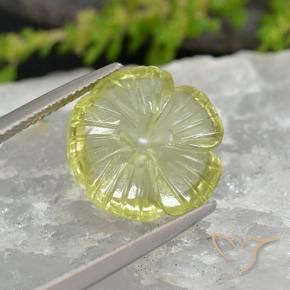 7.37 ct Yellow Quartz Stone, Natural Quartz in Fantasy Carved Flower Shape for Sale