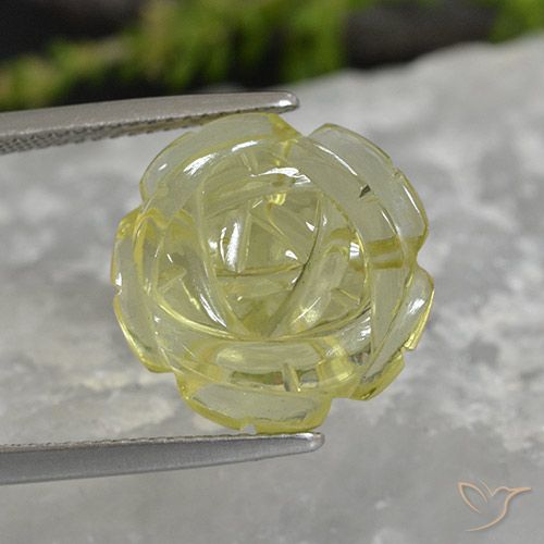 11.38ct Natural Light Pineapple Yellow Quartz, Flower Cut, Transparent