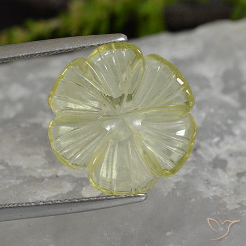 5.62ct Natural Light Pineapple Yellow Quartz, Flower Cut, Transparent