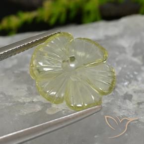 5.62 ct Yellow Quartz Stone, Natural Quartz in Fantasy Carved Flower Shape for Sale