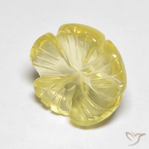 9.01ct Natural Light Greenish Yellow Quartz, Flower Cut, Transparent