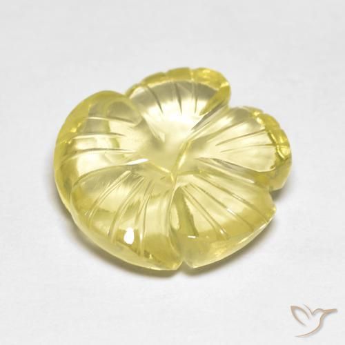 9.01 ct Yellow Quartz Stone, Natural Quartz in Carved Flower Shape for Sale