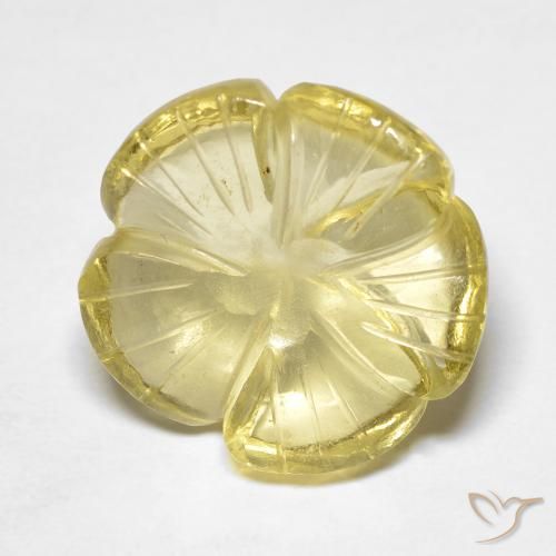 8.15 ct Yellow Quartz Stone, Natural Quartz in Carved Flower Shape for Sale