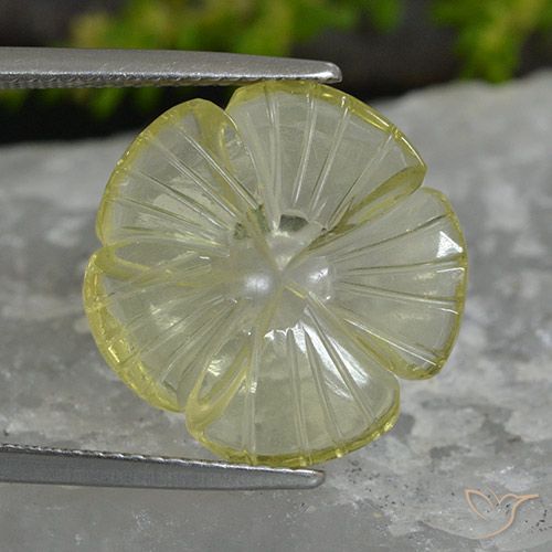 7.41ct Natural Lemon Yellow Quartz, Flower Cut, Transparent