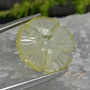 7.41 ct Yellow Quartz Stone, Natural Quartz in Fantasy Carved Flower Shape for Sale