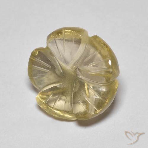 5.46ct Natural Light Yellow Quartz, Flower Cut, Transparent