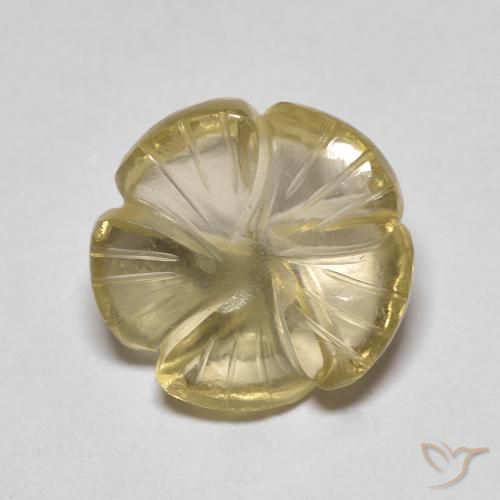 5.46 ct Yellow Quartz Stone, Natural Quartz in Carved Flower Shape for Sale