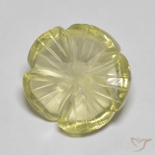 13,4x13,3 mm blumenschliff gelber Quarz aus Brasilien, Gewicht von 6,91 ct, natürlicher Edelstein in Transparent Reinheit, 1 Stück blumenschliff Quarz - Farbe: Blasses Gelb, Mohs-Härte von 7 Geeignet für den täglichen Gebrauch im Schmuck, Photo A