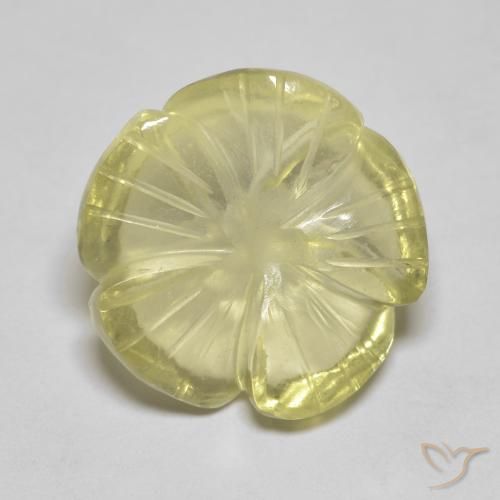 6.91 ct Yellow Quartz Stone, Natural Quartz in Carved Flower Shape for Sale