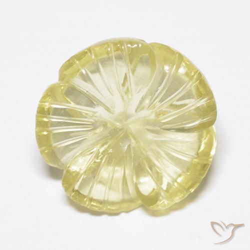 8.94 ct Yellow Quartz Stone, Natural Quartz in Carved Flower Shape for Sale