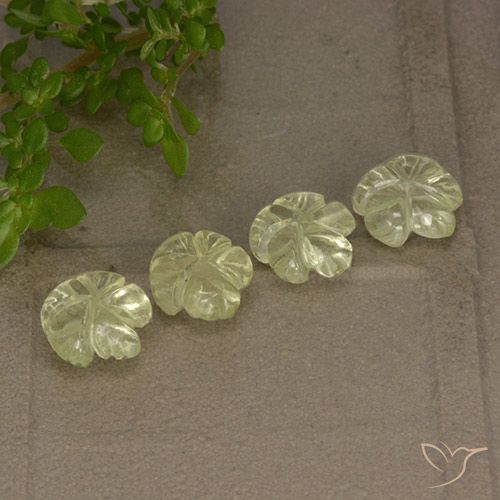 4.14ctw Natural Light Greenish Yellow Quartz, Flower Cut, Transparent