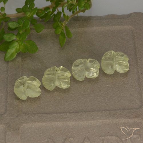 3.11ctw Natural Light Greenish Yellow Quartz, Flower Cut, Transparent