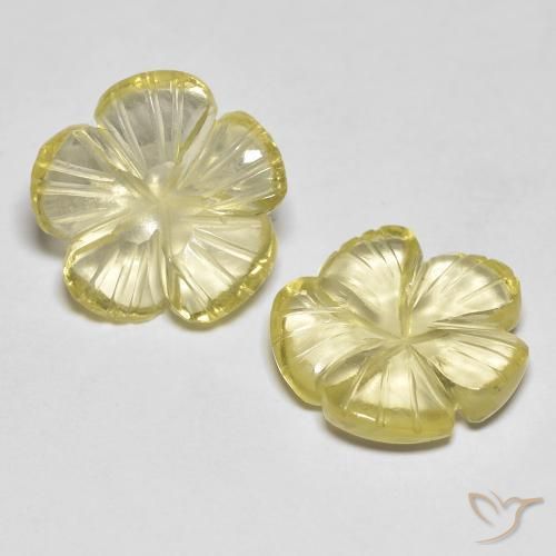 6.49 ctw Yellow Quartz Stones, Natural Quartz in Carved Flower Shape for Sale