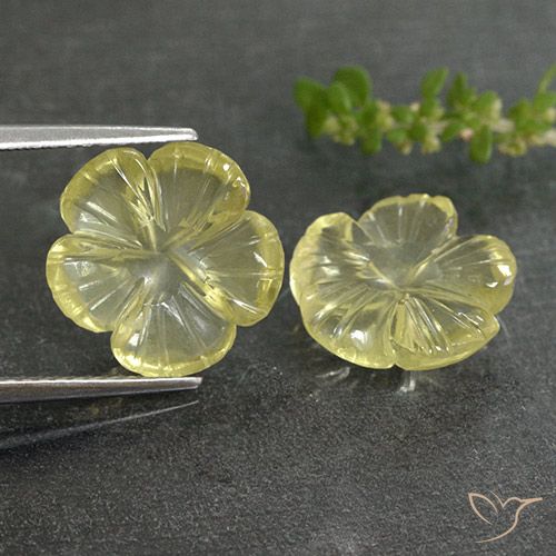 7.33 ct Yellow Quartz, 11.9 x 11.6 mm Carved From Brazil, Photo A