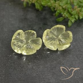 6.26 ctw Yellow Quartz Stones, Natural Quartz in Fantasy Carved Flower Shape for Sale