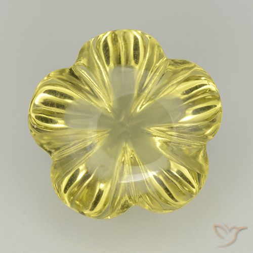 8.01ct Natural Medium Yellow Quartz, Flower Cut, Transparent