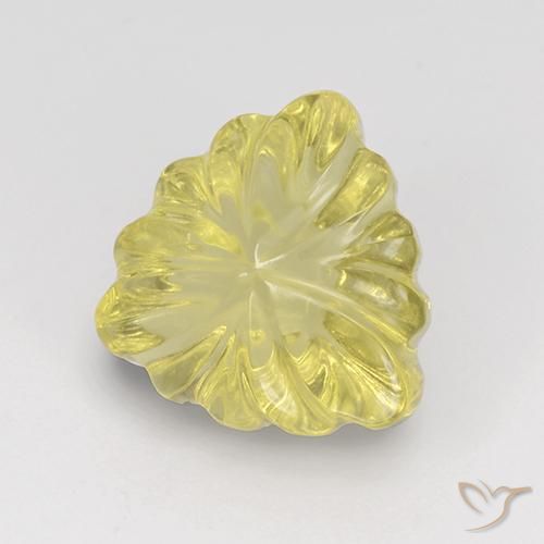 5.66 ct Yellow Quartz Stone, Natural Quartz in Fancy Carved Trillion Shape for Sale