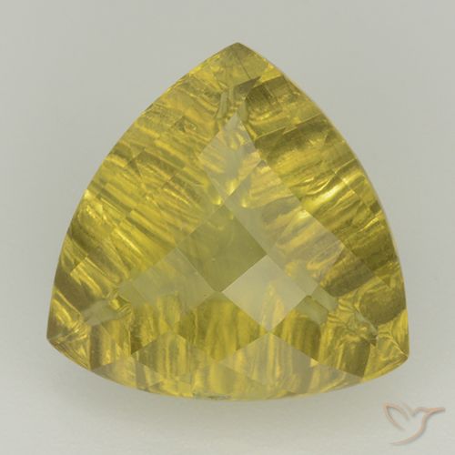 6.11 ct Yellow Quartz, 13 x 12.9 mm Trillion Checkerboard From Brazil, Photo A