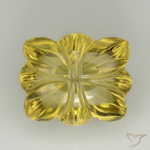 7.00ct Natural Deep Yellow Quartz, Flower Cut, Transparent