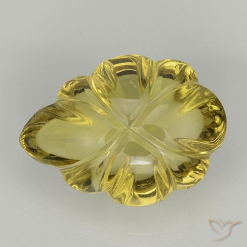 6.00ct Natural Brownish Yellow Quartz, Flower Cut, Transparent